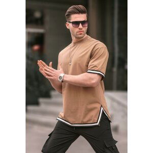 Madmext Cappuccino Crew Neck Striped T-Shirt 6097