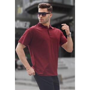 Madmext Claret Red Polo Collar Basic Men's T-Shirt 6126