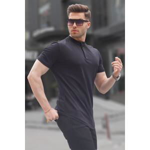 Madmext Men's Black Polo Neck Basic T-Shirt 6132