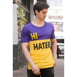 Madmext Color Block Printed Purple T-Shirt 3089