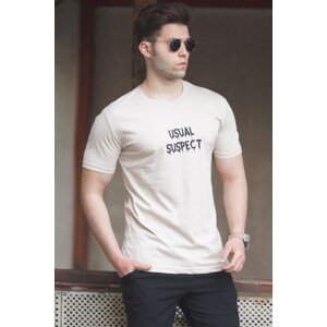 Madmext Men's Beige Printed T-Shirt 5275