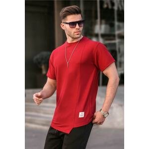 Madmext Claret Red Men's Regular Fit Asymmetrical T-Shirt 6072
