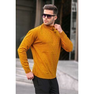 Madmext Men's Light Mustard Turtleneck Knitwear Sweater 6301