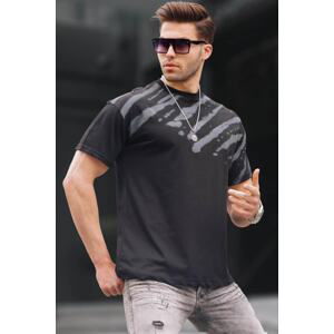 Madmext Black Patterned Over Fit Men's T-Shirt 6116