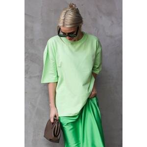 Madmext Light Green Crew Neck Basic Oversized T-shirt