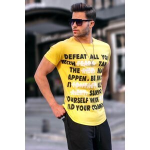 Madmext Text Detailed Yellow T-Shirt 3096