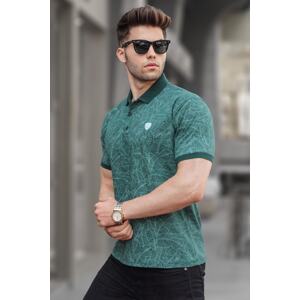 Madmext Dark Green Patterned Polo Neck T-Shirt 5876