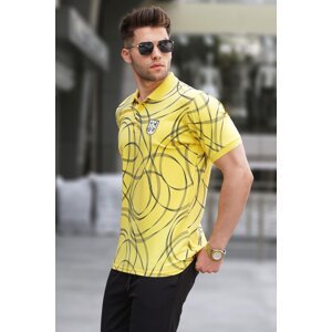 Madmext Yellow Patterned Polo Neck T-Shirt 5873