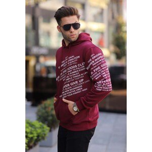 Madmext Claret Red Printed Hoodie 6009