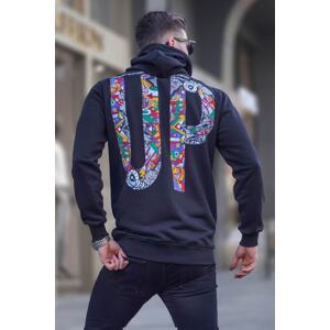 Madmext Black Back Printed Hoodie Sweatshirt 6040