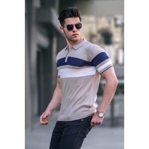Madmext Men's Mink Polo Collar Zippered T-Shirt 5730