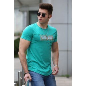 Madmext Printed Men's Turquoise T-Shirt 4478