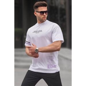 Madmext White Men's Regular Fit Printed T-Shirt 6087