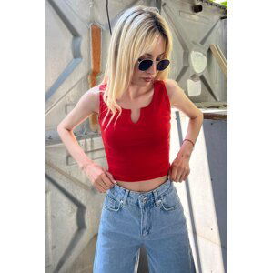 Madmext Mad Girls Front Detail Red Crop Top MG362