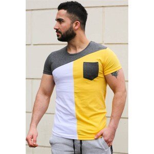 Madmext Crew Neck Pocket Detailed Yellow T-Shirt 3015