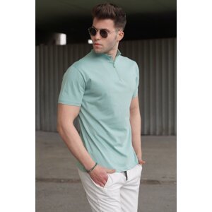 Madmext Men's Mint Green Half Turtleneck T-Shirt 5282