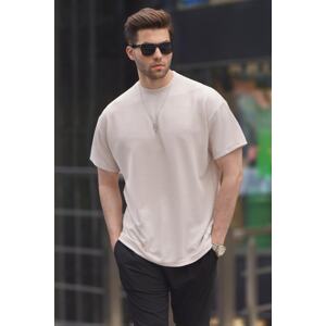 Madmext Men's Beige Oversize Basic T-Shirt 6127