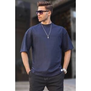 Madmext Men's Navy Blue Oversize Fit Basic T-Shirt 6066