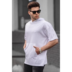 Madmext Men's White Hooded Oversize Basic T-Shirt 5853