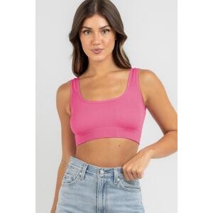 Madmext Pink Strappy Basic Crop Top Blouse