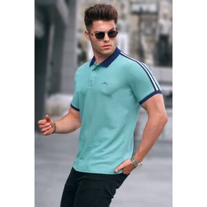 Madmext Mint Green Sleeve Stripe Polo Neck T-Shirt 5888