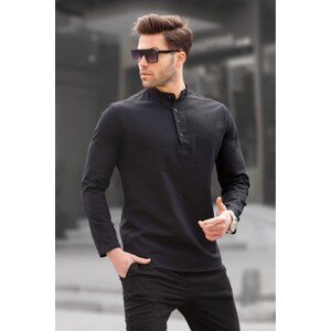Madmext Black Linen Regular Fit Men's Shirt 5586