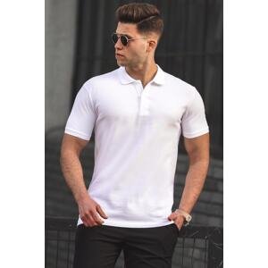 Madmext White Basic Polo Neck Men's T-Shirt 5101