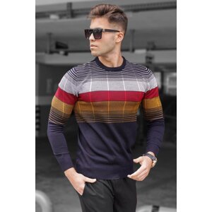 Madmext Navy Blue Crew Neck Sweater 5608