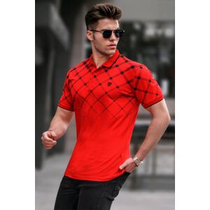 Madmext Red Buttoned Polo-Collar Men's T-Shirt 5867