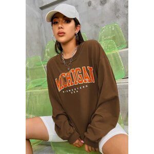 Madmext Mad Girls Brown Sweatshirt Mg785