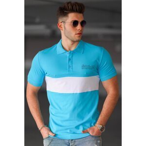 Madmext Men's Blue Polo Neck T-Shirt 4973