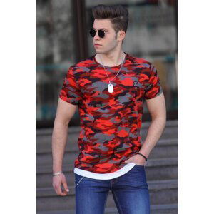 Madmext Camouflage Patterned Claret Red Men's T-Shirt 4480