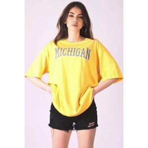 Madmext Mad Girls Yellow Printed T-Shirt