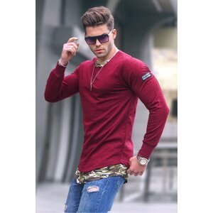 Madmext Claret Red Camouflage Patterned Men's Sweatshirt 2130