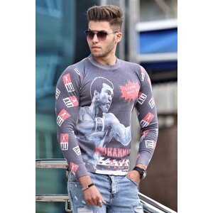 Madmext Men's Anthracite Printed Sweatshirt 1659