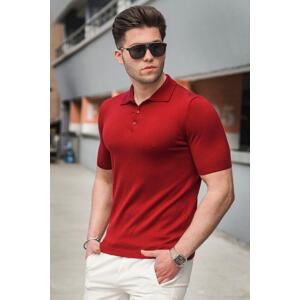 Madmext Men's Burgundy Polo Neck Knitwear T-Shirt 5078