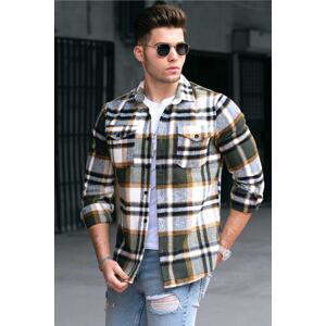 Madmext Plaid Khaki Shirt 4921