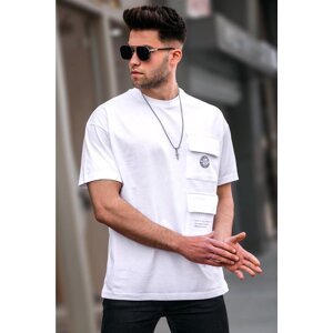 Madmext Men's White Pocket Detailed Oversize T-Shirt 5835