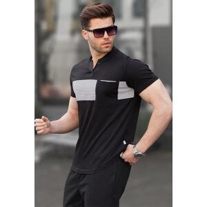Madmext Men's Black Pocket Detailed Regular Fit T-Shirt 6094