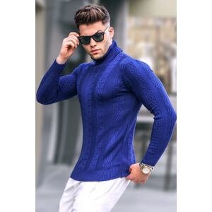 Madmext Light Navy Blue Patterned Turtleneck Knitwear Sweater 5769