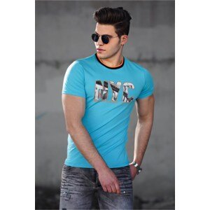 Madmext Men's Turquoise Printed T-Shirt 4606