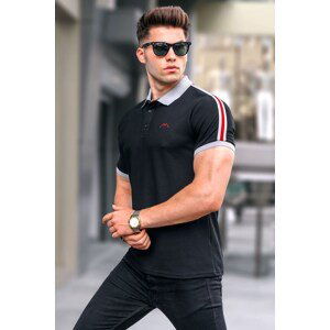 Madmext Black Sleeve Stripe Polo Neck T-Shirt 5888