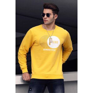 Madmext Yellow Printed Crewneck Sweatshirt 4756