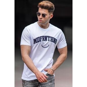 Madmext Men's Printed White T-Shirt 5267