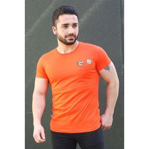 Madmext Crest Detailed Orange T-Shirt 3037