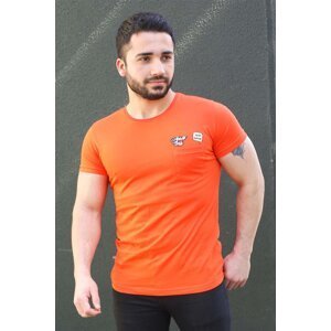 Madmext Crest Detailed Orange T-Shirt 3037