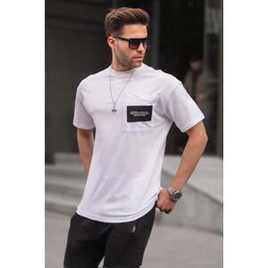 Madmext White Crew Neck Pocket Detailed T-Shirt 6091