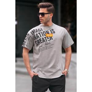 Madmext Dyed Gray Printed Men's T-Shirt 6073