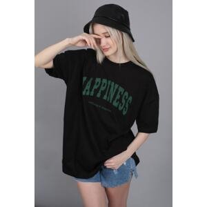 Madmext Women's Black Printed Oversize T-shirt