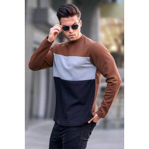 Madmext Brown Color Block Crewneck Sweatshirt 6015